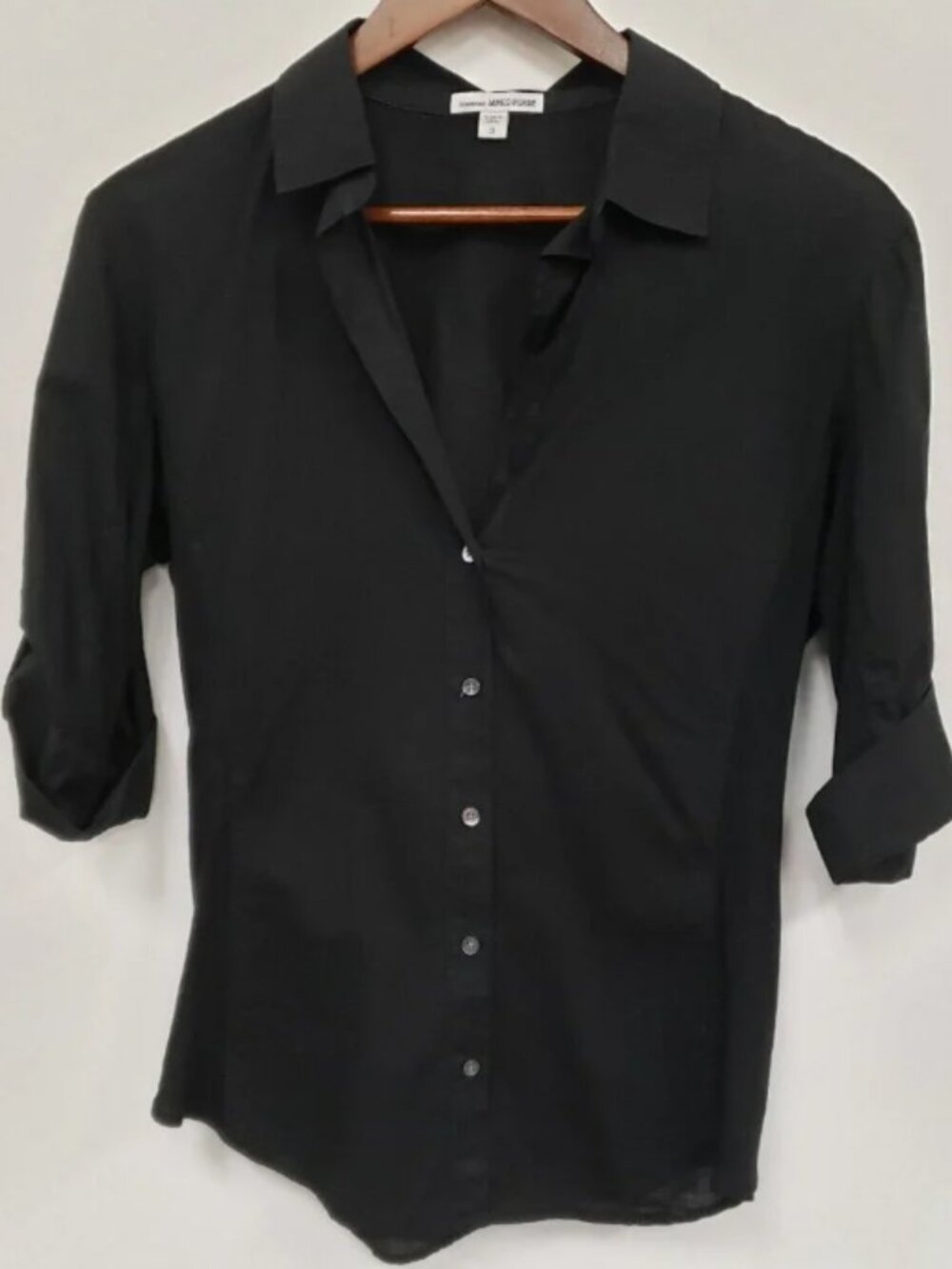 James Perse Black Button Down Top Size 3 Large
